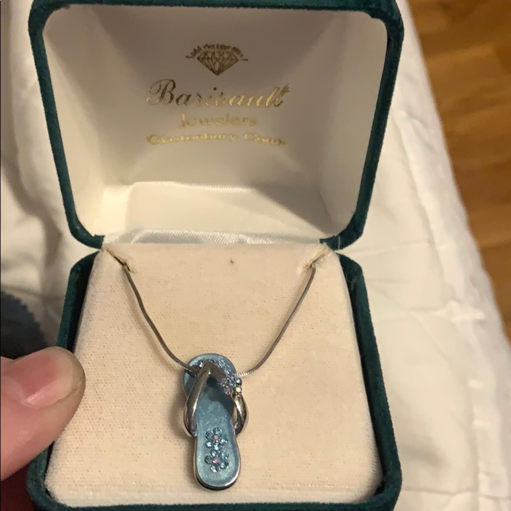 Blue Crystal Flip-Flop Necklace